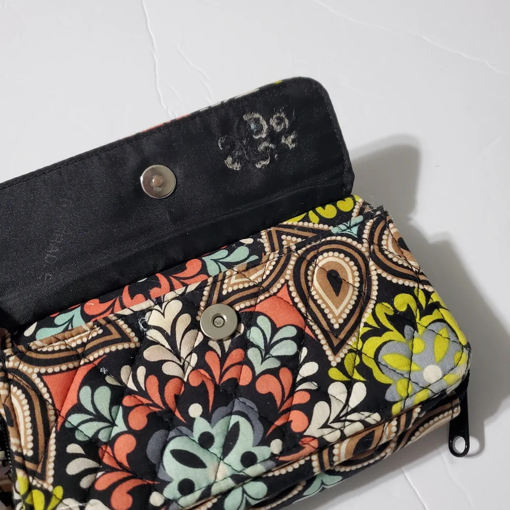 Vera Bradley Black Multi Quilted Wristlet Wallet with Floral Paisley Print - Picture 5 of 16